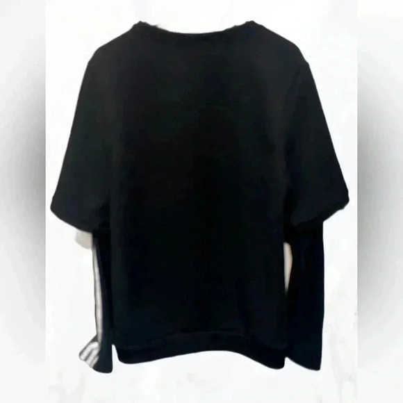 Adidas Neo black white stripes casual crewneck  Long sleeve top XL - Picture 2 of 4